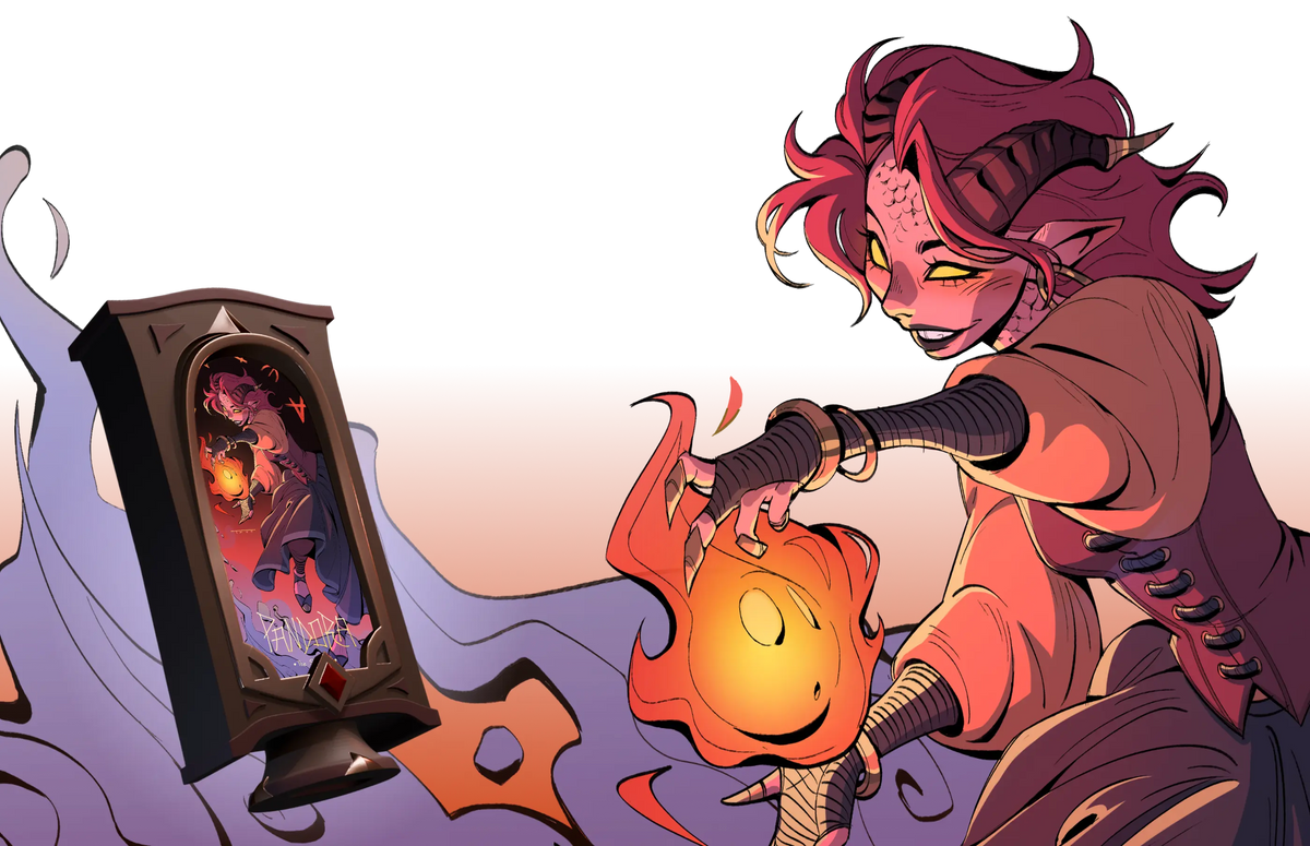 Four Artifact Mini designs arranged across a fantasy tabletop